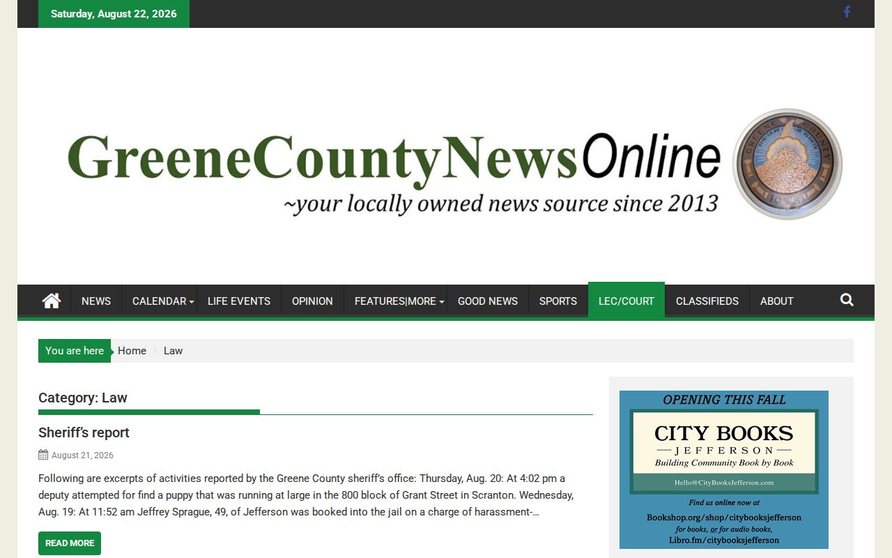 Greene County crime news law and court records source