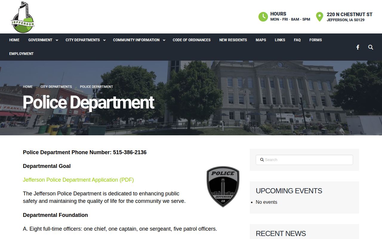 Jefferson Police Department arrest record source in Greene County